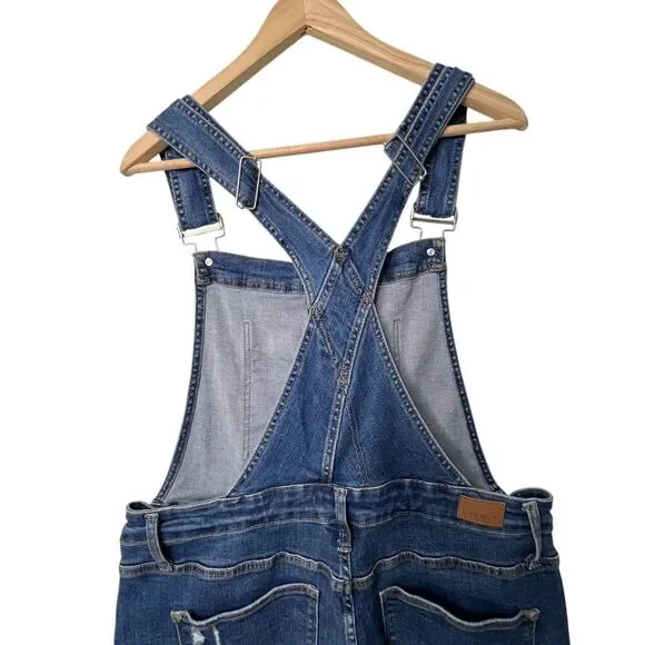 Judy Blue High Waist Double Cuff Denim Short Overalls Sz 2XL - Picture 7 of 13